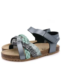 Sandalen in Anthrazit/ Silber