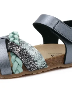 Sandalen in Anthrazit/ Silber