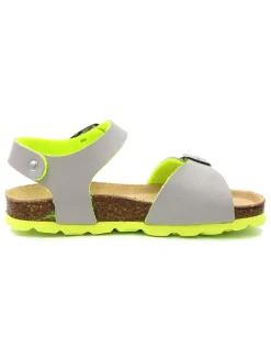 Sandalen in Grau/ Limette