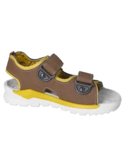 Sandalen in Hellbraun/ Gelb