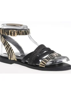 Sandalen in Schwarz/ Beige