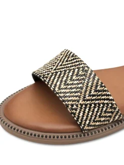 Sandalen in Schwarz/ Beige