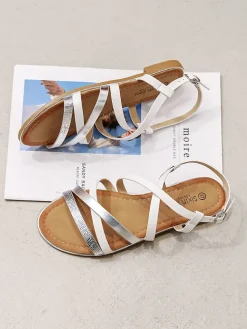 Sandalen in Weiß/ Silber