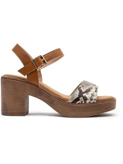 Sandaletten in Braun/ Beige