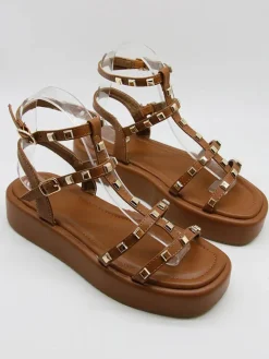 Sandaletten in Hellbraun