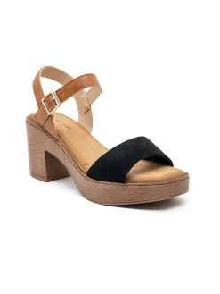 Sandaletten in Hellbraun/ Schwarz