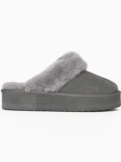 Schaffell-Hausschuhe "Emeline" in Grau