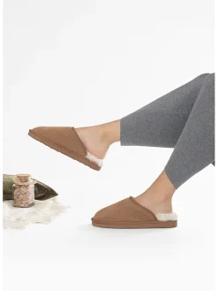 Schaffell-Hausschuhe "Emeralda" in Hellbraun