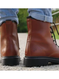 Schnürstiefeletten in cognac