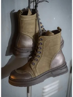 Schnürstiefeletten in khaki