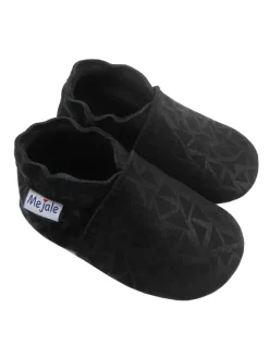 Schwarze Baby-Leder-Laufschuhe, mit rutschfester Sohle - mit Dreiecksmuster