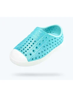 Slipper in Türkis/ Weiß