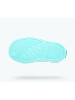 Slipper in Türkis/ Weiß