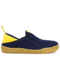 Slipper "Uppsala" in Dunkelblau/ Gelb