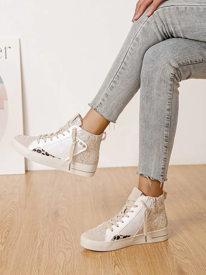 Sneakers in Beige/ Gold/ Creme