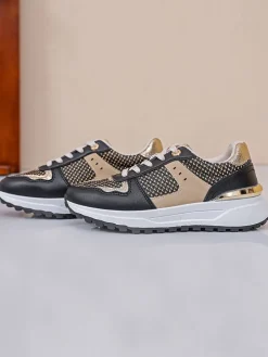 Sneakers in Schwarz/ Beige/ Gold