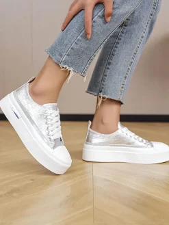 Sneakers in Silber/ Weiß