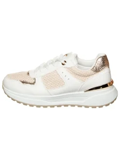 Sneakers in Weiß/ Beige/ Gold