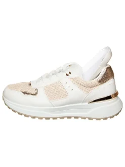 Sneakers in Weiß/ Beige/ Gold