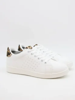 Sneakers in Weiß/ Hellbraun