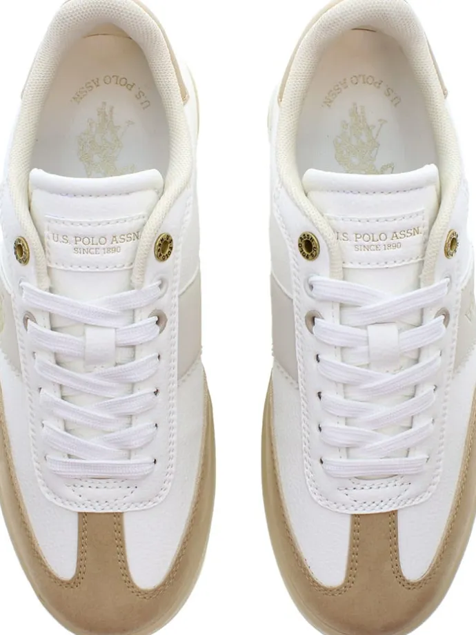 Sneakers in Weiß/ Hellbraun