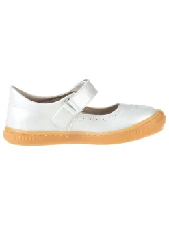 Spangenballerinas in Silber/ Weiß