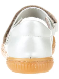 Spangenballerinas in Silber/ Weiß