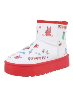 Stiefelette in Rot und Weiß