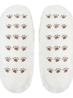 Tatzen-Hausschuhe mit ABS in Weiß