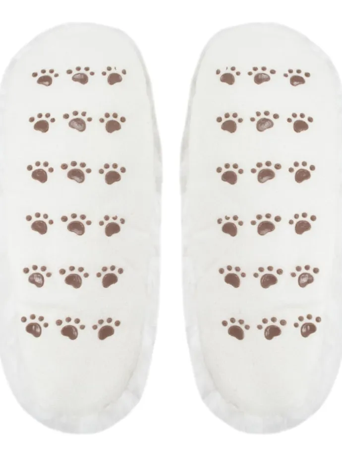 Tatzen-Hausschuhe mit ABS in Weiß