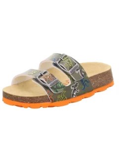 Tieffußbett Pantolette FUSSBETTPANTOFFEL in Grün/Mehrfarbig