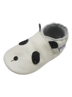 Weiße Baby-Lederschuhe, rutschfeste Sohle - Panda-Muster