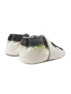 Weiße Babyschuhe aus Leder für Kleinkinder, rutschfeste Sohlen -Totenkopfmuster