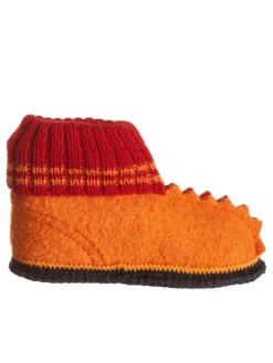 Wollfilz-Hüttenschuhe "Trixi" in Rot/ Orange