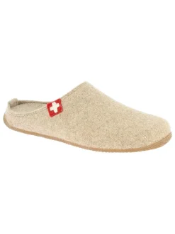 Woll-Hausschuhe "Gipfelkreuz" in Beige