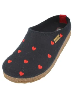 Woll-Hausschuhe "Grizzly Cuoricini" in Blau