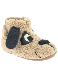 Woll-Hausschuhe "Hündchen" in Hellbraun