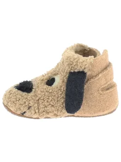 Woll-Hausschuhe "Hündchen" in Hellbraun