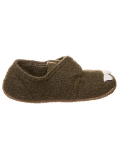 Woll-Hausschuhe "Monster" in Khaki