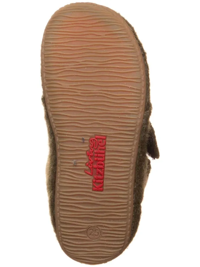 Woll-Hausschuhe "Monster" in Khaki
