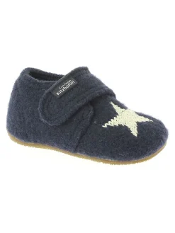 Woll-Hausschuhe "Sternchen" in Dunkelblau