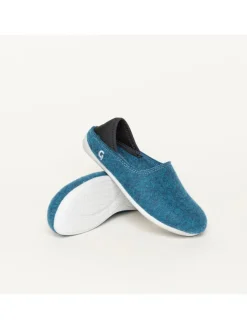 Wool Slip-On Kids petrol/grey