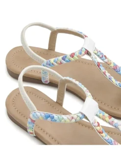 Zehentrenner in beige / blau