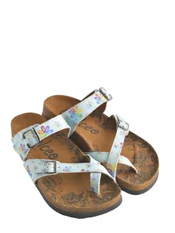 Zehentrenner in Hellblau/ Bunt