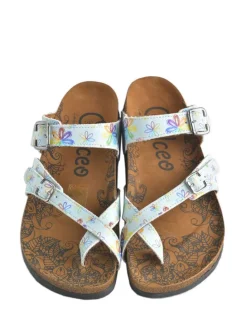 Zehentrenner in Hellblau/ Bunt