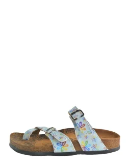 Zehentrenner in Hellblau/ Bunt