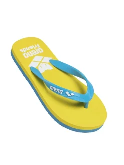 Zehentrenner in Hellblau/ Gelb