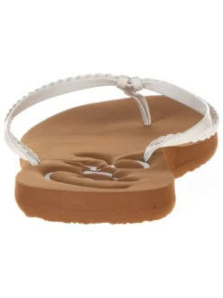 Zehentrenner in Hellbraun/ Weiß