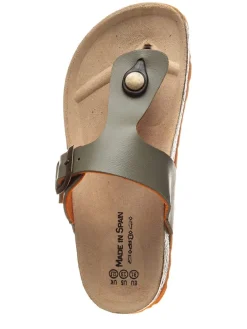 Zehentrenner in Khaki/ Orange