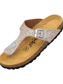 Zehentrenner in rosegold glitter